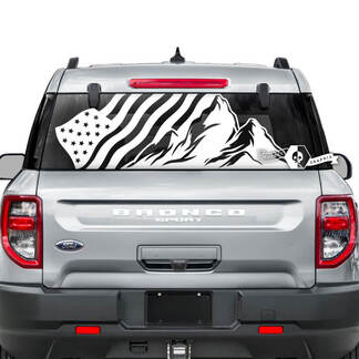 Ford Bronco Fenêtre arrière USA Drapeau Détruit Rayures Graphiques Décalcomanies
