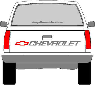 Décalque de hayon de camion Chevrolet - nœud papillon rouge avec lettrage argenté Chevy 1500