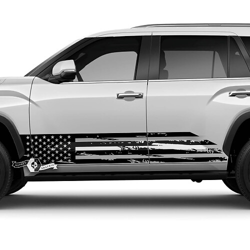 Paire Toyota Sequoia Portes Rocker Panel Stripe USA Flag Dazzle Paint Détruit Off Road Vinyl Stickers Decal fit Toyota Sequoia
