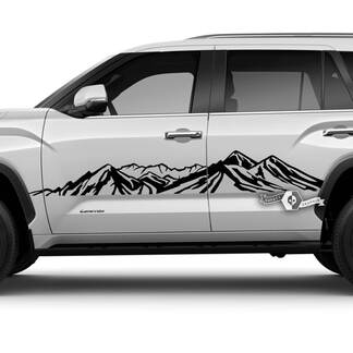 Paire d’autocollants en vinyle pour portes Toyota Sequoia, garde-boue arrière, graphiques de montagnes, autocollants adaptés à Toyota Sequoia
