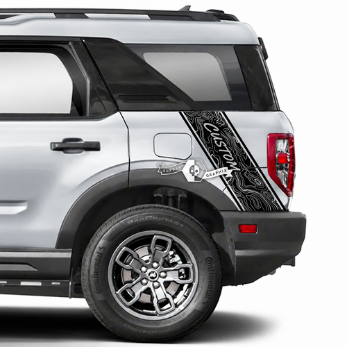 CUSTOM Topographic Diagonal Quarter Stripe Pair Aile arrière Autocollant vinyle pour Ford Bronco Sport