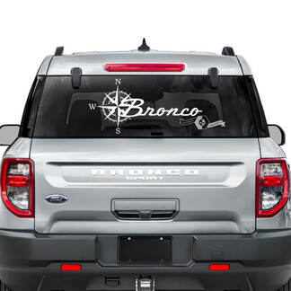 Décalcomanies graphiques avec logo de boussole de lunette arrière de Ford Bronco

