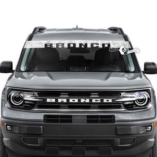 Ford Bronco fenêtre pare-brise avant carte topographique Logo rayures graphiques décalcomanies
