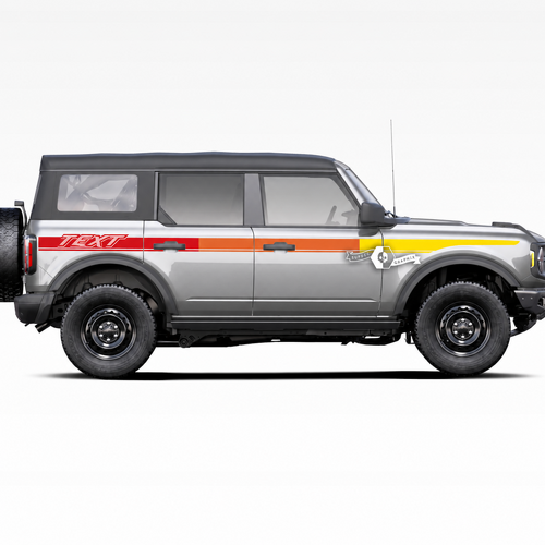 Paire Musclecar horse Portes latérales Couleurs rétro SunSet Old School Stripes Graphics Stickers Stickers 3 couleurs
