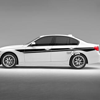 Paire de portes BMW aligne des rayures latérales Rally Motorsport double autocollant en vinyle F30 G20
