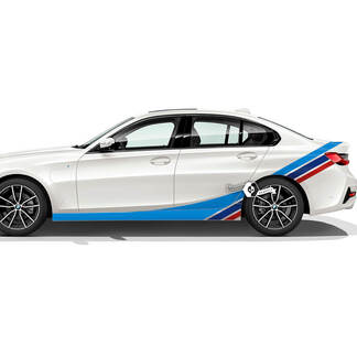 Paire de portes BMW côté garde-boue arrière panneau de bascule rayures rallye sport automobile garniture vinyle autocollant autocollant F30 G20 M couleurs
