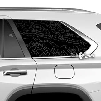 Paire d’autocollants en vinyle pour fenêtre arrière Toyota Sequoia, carte topographique, décalcomanie adaptée à Toyota Sequoia
