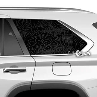 Paire d’autocollants en vinyle pour fenêtre arrière Toyota Sequoia, carte topographique, décalcomanies pour Toyota Sequoia
