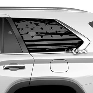 Paire d'autocollants en vinyle pour fenêtre arrière de Toyota Sequoia, drapeau américain détruit, autocollants adaptés à Toyota Sequoia
