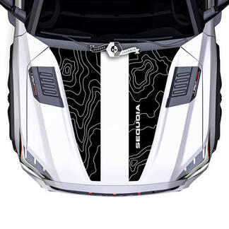 Toyota Sequoia Hood Carte topographique Double Split Logo Autocollants en vinyle Décalcomanie adaptée à Toyota Sequoia
