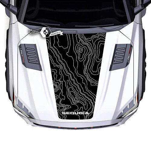 Autocollant Vinyle Capot Carte Topographique pour Toyota Sequoia
