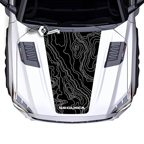 Autocollants en vinyle avec logo de carte topographique pour capot de Toyota Sequoia
