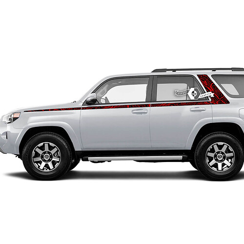 Corps Portes Rayures Lignes Topographique Style Fenêtre Latérale Vinyle Autocollant Autocollant adapté à Toyota 4Runner 13-24 TRD Cinquième génération 2 Couleurs
