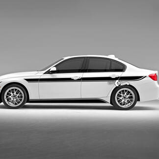 Paire de portes BMW alignées bandes latérales garniture de sport automobile de rallye et panneau à bascule autocollant en vinyle F30 G20
