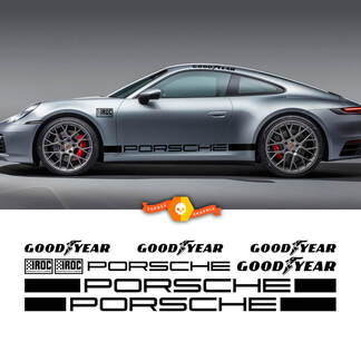 2 Porsche 911 Porsche Carrera IROC GoodYear Racing Rocker Panel Bandes latérales Portes Kits Autocollant autocollant
