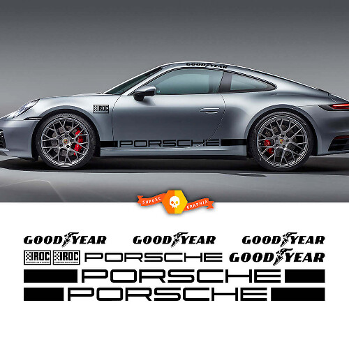 Kit d'autocollants vinyle bandes latérales de course Goodyear IROC Porsche pour Porsche 911 Carrera