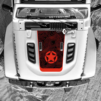Jeep Wrangler capot décalcomanie militaire étoile capot carte topographique Topo vinyle autocollants camion 2 couleurs
