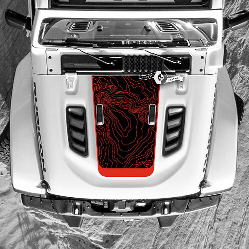 Autocollant en vinyle Carte topographique pour capot Jeep Wrangler