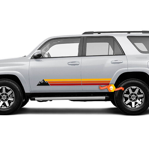 Autocollant Vinyle Décoratif avec Bandes Style Rétro Montagnes pour Portes Toyota 4Runner