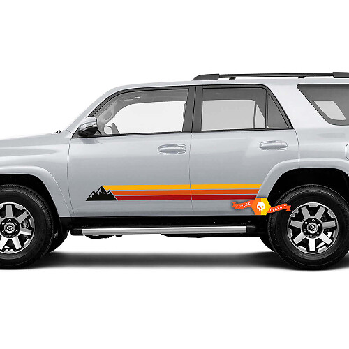 Autocollant Vinyle Décoratif avec Bandes Style Rétro Montagnes pour Portes Toyota 4Runner