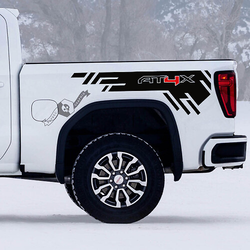 Ensemble d'autocollants vinyle latéraux de benne AT4X Off-Road pour GMC Sierra 1500