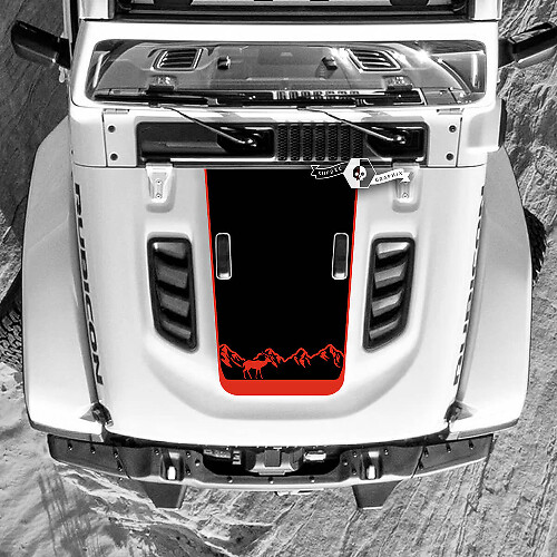 Jeep Wrangler Hood Mountains Forest Deer Autocollants en vinyle 2 couleurs

