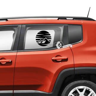 Paire Jeep Renegade Side Fender Portes Fenêtre Montagnes SunSet Rétro Graphique Vinyle Autocollants Autocollant
