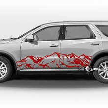 Paire Dodge Durango Portes latérales Rayures Panneau à bascule Montagnes Autocollants en vinyle
 2