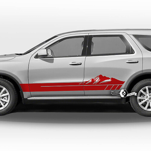 Paire Dodge Durango Portes latérales Rocker Panel Montagnes Rayures Autocollants en vinyle
