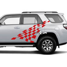 Paire de 4Runner damier drapeau fenêtre côté vinyle autocollants autocollants pour Toyota 4Runner
 2