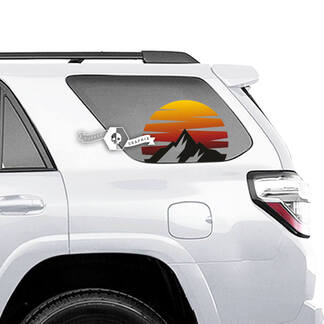 Paire d'autocollants latéraux rétro en vinyle pour fenêtre 4Runner, montagnes, coucher de soleil, pour Toyota 4Runner, colorés
