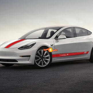 Tesla tout modèle côté et capot deux couleurs rayures vinyle panneau à bascule corps autocollant autocollant Logo graphique
