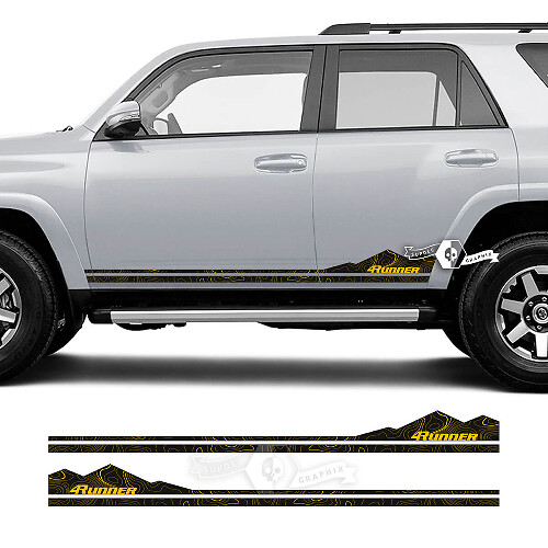 Paire 4Runner Porte Latérale Vinyle Montagnes Panneau À Bascule Carte Topographique Style Bande Vinyle Autocollants Autocollants pour Toyota 4Runner 2 Couleurs
