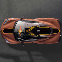 Kit d'autocollants vinyle avec bandes de course et drapeaux croisés pour le dessus latéral de Chevrolet Corvette C8_2