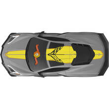Kit s'adapte au capot arrière du moteur, couvercle de trappe de toit Chevrolet C8 Corvette Stingray Z06 C8R Rally Racing Flag Vinyl Stripes Decals 2 couleurs
 2