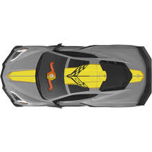Autocollant en vinyle à larges bandes de course pour capot, toit et coffre pour Chevrolet Corvette C8 Stingray Z06_2