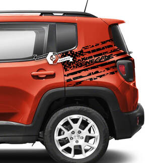 Paire Jeep Renegade Garde-boue arrière Drapeau USA Détruit Graphique Vinyle Autocollant Mono Dégradé
