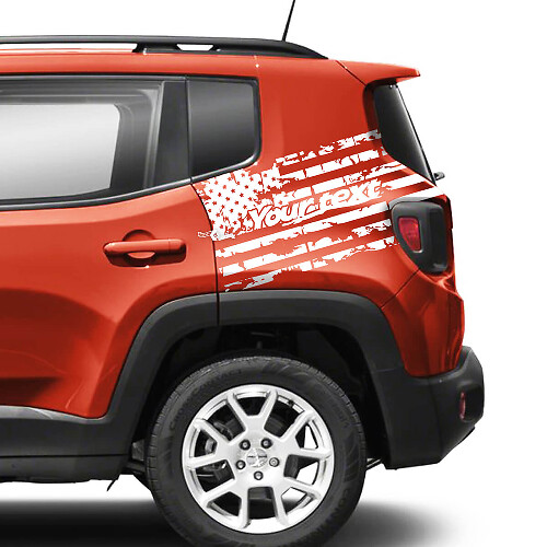 Paire Jeep Renegade Garde-boue arrière Drapeau USA Détruit Graphique Vinyle Autocollant Mono Dégradé
