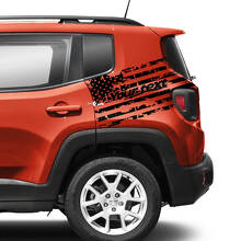 Paire Jeep Renegade Garde-boue arrière Drapeau USA Détruit Graphique Vinyle Autocollant Mono Dégradé
 2
