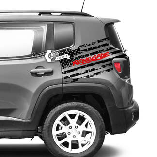 Paire Jeep Renegade Garde-boue arrière Drapeau USA Détruit Graphique Vinyle Autocollant 2 Couleurs
 1