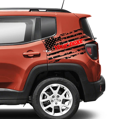 Paire Jeep Renegade Garde-boue arrière Drapeau USA Détruit Graphique Vinyle Autocollant 2 Couleurs
