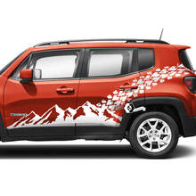Paire de bandes latérales de montagne pour portes Jeep Renegade - Autocollant en vinyle pour décalcomanie de garniture de pneu sur l'aile arrière
 2