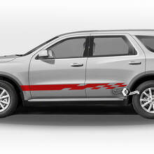 Paire Dodge Durango Portes latérales Panneau à bascule Garniture Damier Drapeau Rayures Autocollants en vinyle
 2
