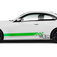 Paire BMW M2 M240 G42 F22 F87 M Performance Damier Drapeau Bande latérale Portes Bande Vinyle Autocollant Autocollant
 2