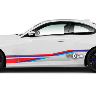 Paire BMW M2 M240 G42 F22 F87 M Performance bandes latérales portes garde-boue bande M vinyle autocollant autocollant M couleurs
