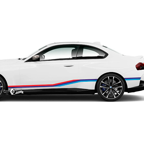 Paire BMW M2 M240 G42 F22 F87 M Performance bandes latérales portes panneau à bascule bande de garde-boue M vinyle autocollant autocollant M couleurs
