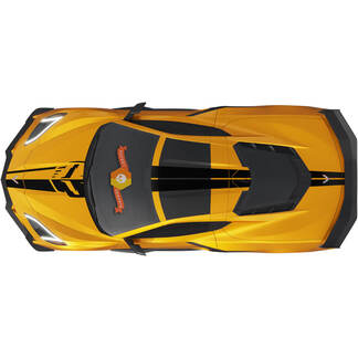 Kit adapté au capot arrière du moteur, couvercle de trappe Chevrolet C8 Corvette Stingray Z06 C8R, rayures de course de rallye, autocollants en vinyle
 1
