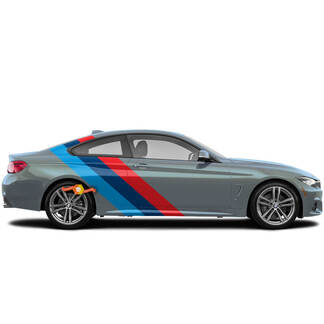 Autocollant latéral en vinyle à rayures de couleurs M pour portes arrière, adapté à BMW F36 F32 F30 F80 F82 G30 G20 G80 G82, etc.

