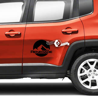 Paire Jeep Renegade Portes Côté Montagnes Graphique Logo Vinyle Autocollant Autocollant Rayure
 1