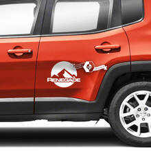 Paire Jeep Renegade Portes Côté Montagnes Graphique Logo Vinyle Autocollant Autocollant Rayure
 2
